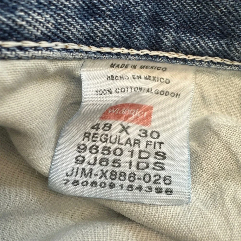 Wrangler Mens Jeans 48x30 (46x30) Regular Fit Blue Denim‎ Cotton Y2K Vintage